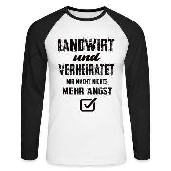 Landwirt und Verheiratet - Unisex Baseballshirt langarm - Weiß/Schwarz - Vorne - Nik (191cm)