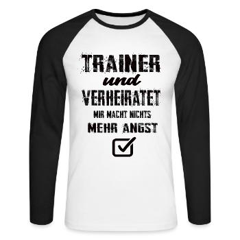 Trainer und Verheiratet - Unisex Baseballshirt langarm - Weiß/Schwarz - Vorne - Nik (191cm)