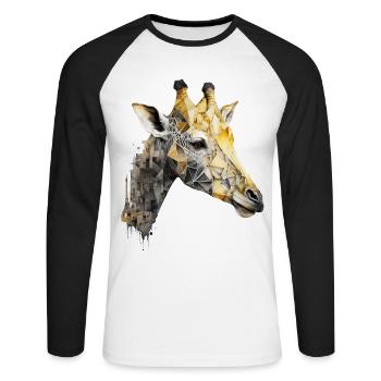 Giraffe Art Africa Zoo Animal Motif Gift Motif - Unisex Long Sleeve Baseball T-Shirt - white/black - Front - Nik (191cm)