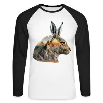 Rabbit Mountains Desert Nature Gift Art Rabbit - Unisex Long Sleeve Baseball T-Shirt - white/black - Front - Nik (191cm)