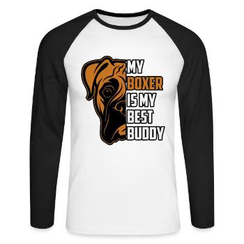 My boxer is my best buddy - Unisex Long Sleeve Baseball T-Shirt - white/black - Front - Nik (191cm)