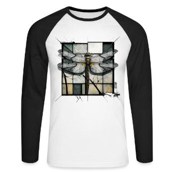 Dragonfly Insects Art Gift Artwork Animal - Unisex Long Sleeve Baseball T-Shirt - white/black - Front - Nik (191cm)