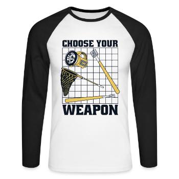Choisissez votre arme Têtard Rainette Crapaud - T-shirt baseball manches longues Homme - blanc/noir - Devant - Nik (191cm)