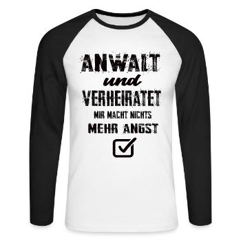 Anwalt - Unisex Baseballshirt langarm - Weiß/Schwarz - Vorne - Nik (191cm)