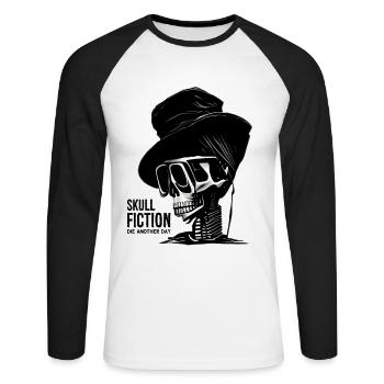 Skull Fiction Totenkopf Schädel - T-shirt baseball manches longues Homme - blanc/noir - Devant - Nik (191cm)