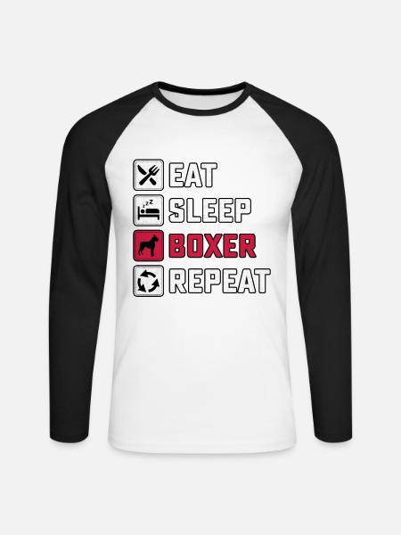 Manger Sommeil Boxer Répéter - T-shirt baseball manches longues Homme - blanc/noir