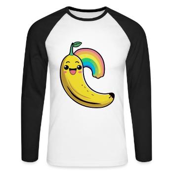 Bande dessinée banane - T-shirt baseball manches longues Homme - blanc/noir - Devant - Nik (191cm)