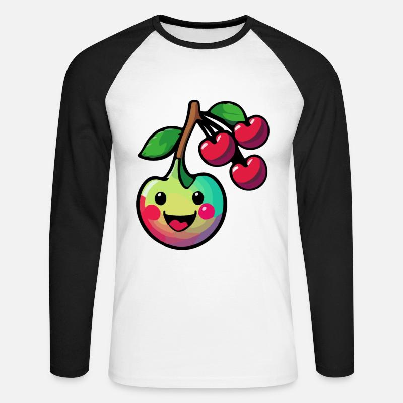 Cherry Comic - Unisex Long Sleeve Baseball T-Shirt - white/black