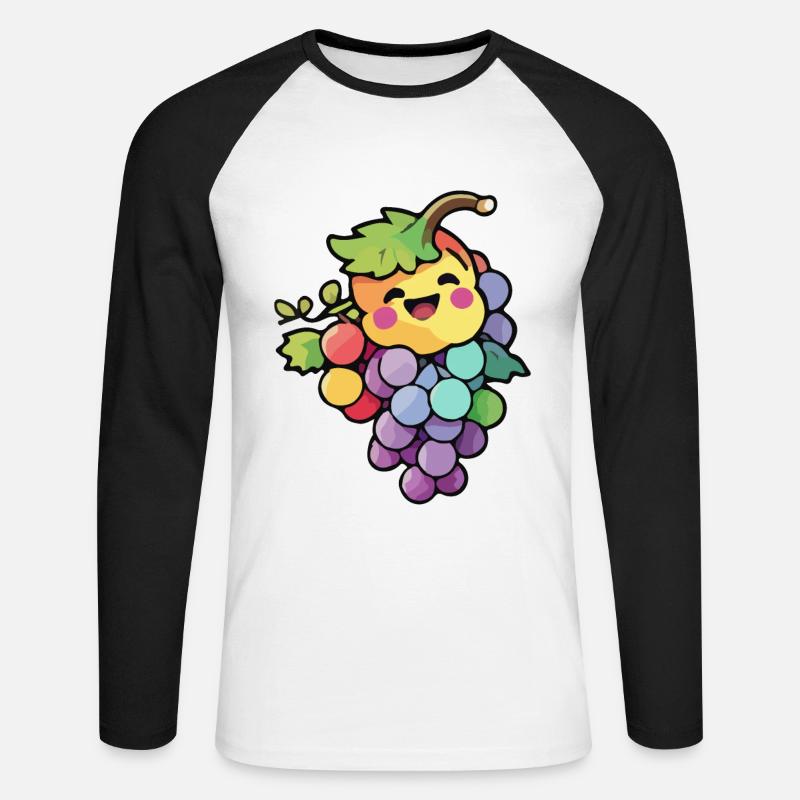 Weintrauben Comic - Unisex Baseballshirt langarm - Weiß/Schwarz