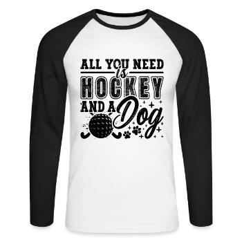 All You Need Is Hockey Floor Ball Hockey Player - Unisex Long Sleeve Baseball T-Shirt - white/black - Front - Nik (191cm)