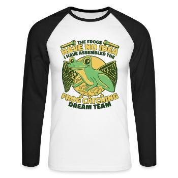 The Frogs Have No Idea Laubfrosch Kröte Frosch - Unisex Baseballshirt langarm - Weiß/Schwarz - Vorne - Nik (191cm)