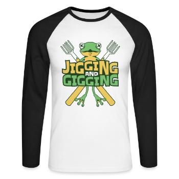 Jigging And Gigging Toad Tadpole Frog Catcher - Unisex Long Sleeve Baseball T-Shirt - white/black - Front - Nik (191cm)