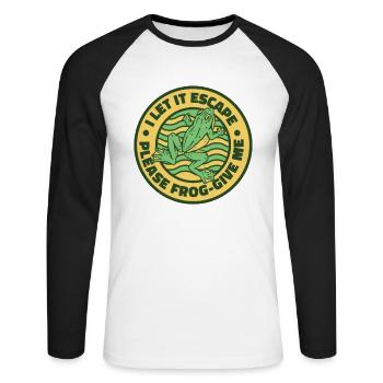 I Let It Escape Please Frog Give Me Tree Frog - Unisex Long Sleeve Baseball T-Shirt - white/black - Front - Nik (191cm)