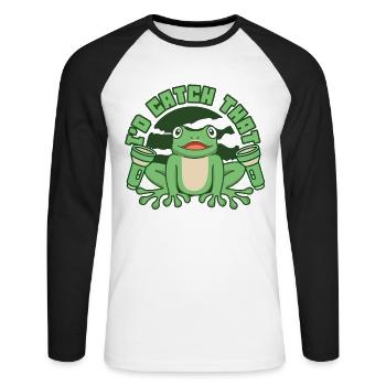 J’attraperais cette rainette crapaud têtard - T-shirt baseball manches longues Homme - blanc/noir - Devant - Nik (191cm)