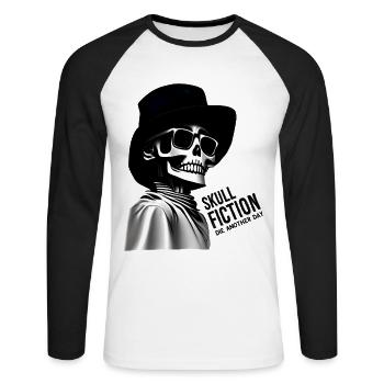 Skull Fiction Skull Skull Gift - T-shirt baseball manches longues Homme - blanc/noir - Devant - Nik (191cm)