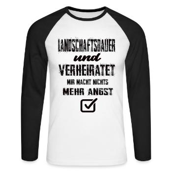 Landschaftsbauer und Verheiratet - Unisex Baseballshirt langarm - Weiß/Schwarz - Vorne - Nik (191cm)