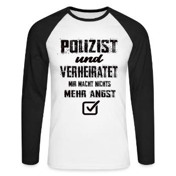Polizist und Verheiratet - Unisex Baseballshirt langarm - Weiß/Schwarz - Vorne - Nik (191cm)