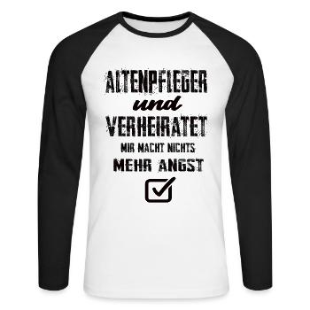 Altenpfleger und Verheiratet - Unisex Baseballshirt langarm - Weiß/Schwarz - Vorne - Nik (191cm)