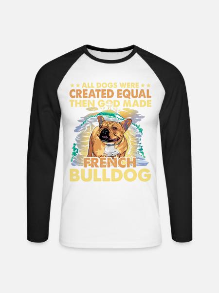 French Bulldog Funny Language - Unisex Long Sleeve Baseball T-Shirt - white/black