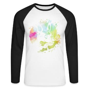 Bouledogue français - T-shirt baseball manches longues Homme - blanc/noir - Devant - Nik (191cm)