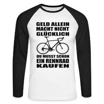 Rennrad - Unisex Baseballshirt langarm - Weiß/Schwarz - Vorne - Nik (191cm)
