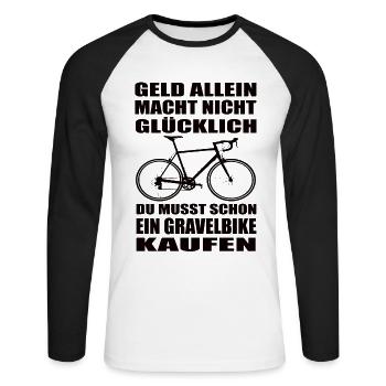 Gravelbike - Unisex Baseballshirt langarm - Weiß/Schwarz - Vorne - Nik (191cm)