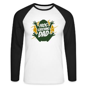 Frog Catching Dad Tadpole Tree Frog Toad - T-shirt baseball manches longues Homme - blanc/noir - Devant - Nik (191cm)
