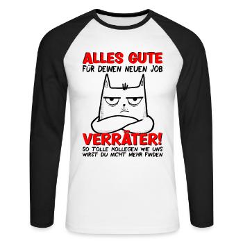 Jobwechsel Neuer Job Abschied Abschiedsgeschenk - Unisex Baseballshirt langarm - Weiß/Schwarz - Vorne - Nik (191cm)