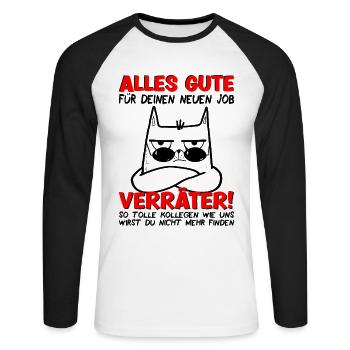 Jobwechsel Neuer Job Abschied Abschiedsgeschenk - Unisex Baseballshirt langarm - Weiß/Schwarz - Vorne - Nik (191cm)