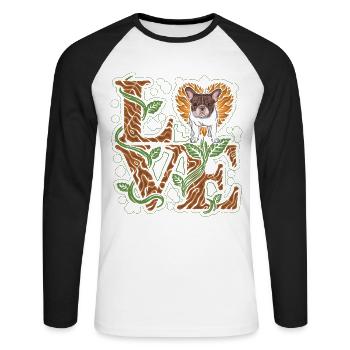 Amour bouledogue français - T-shirt baseball manches longues Homme - blanc/noir - Devant - Nik (191cm)