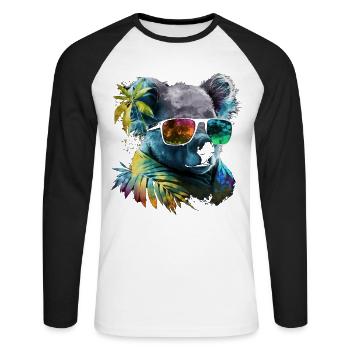 Koala Lunettes de soleil Colorful Animal Gift Idea Bear Zoo - T-shirt baseball manches longues Homme - blanc/noir - Devant - Nik (191cm)