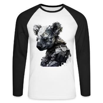 Koala Polygon Kunst Zeichnung Geschenk Tier Zoo - Unisex Baseballshirt langarm - Weiß/Schwarz - Vorne - Nik (191cm)