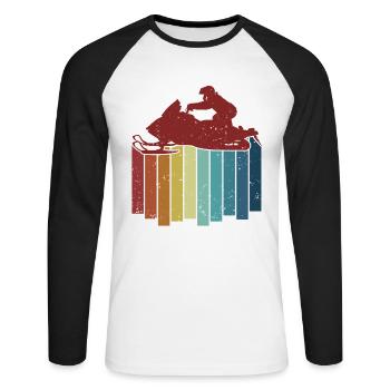 Rétro Motoneige Motoneige Moto de neige - T-shirt baseball manches longues Homme - blanc/noir - Devant - Nik (191cm)