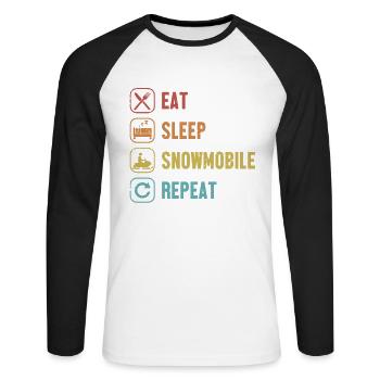 Manger dormir Motoneige Répéter Conducteur de motoneige - T-shirt baseball manches longues Homme - blanc/noir - Devant - Nik (191cm)