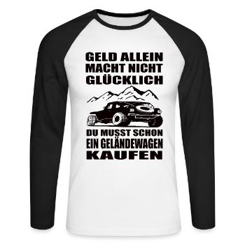 Geländewagen - Unisex Baseballshirt langarm - Weiß/Schwarz - Vorne - Nik (191cm)