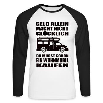 Wohnmobil - Unisex Baseballshirt langarm - Weiß/Schwarz - Vorne - Nik (191cm)