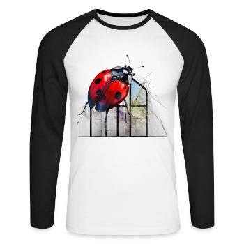 Ladybug Art Gift Insects Animal - Unisex Long Sleeve Baseball T-Shirt - white/black - Front - Nik (191cm)