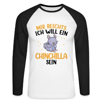 Will ein Chinchilla sein Nagetier Wollmaus - Unisex Baseballshirt langarm - Weiß/Schwarz - Vorne - Nik (191cm)