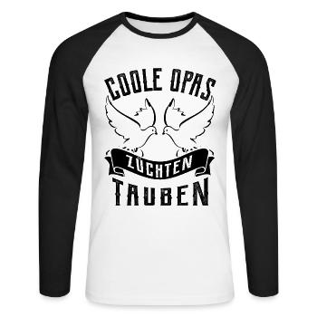 Coole Opas - Brieftauben Taubenzüchter - Unisex Baseballshirt langarm - Weiß/Schwarz - Vorne - Nik (191cm)