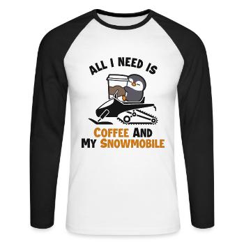 Le café et mon conducteur de motoneige - T-shirt baseball manches longues Homme - blanc/noir - Devant - Nik (191cm)