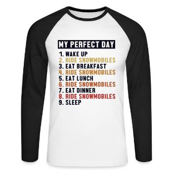 Motoneige Perfect Day motocycliste - T-shirt baseball manches longues Homme - blanc/noir - Devant - Nik (191cm)