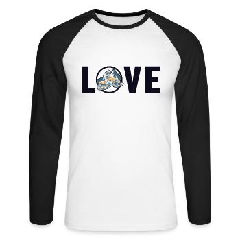 Love Motorschlitten Schneemotorrad Motoneige - T-shirt baseball manches longues Homme - blanc/noir - Devant - Nik (191cm)