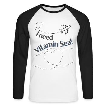 I need vitamin sea - Unisex Baseballshirt langarm - Weiß/Schwarz - Vorne - Nik (191cm)