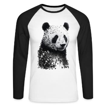 Panda Kunst Geschenk Tier Pandabär Zeichnung Motiv - Unisex Baseballshirt langarm - Weiß/Schwarz - Vorne - Nik (191cm)