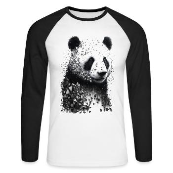 Panda Art Gift Animal Panda Bear Drawing Motif - Unisex Long Sleeve Baseball T-Shirt - white/black - Front - Nik (191cm)