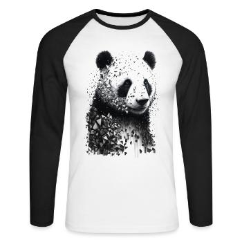 Panda Kunst Geschenk Tier Pandabär Zeichnung Motiv - Unisex Baseballshirt langarm - Weiß/Schwarz - Vorne - Nik (191cm)