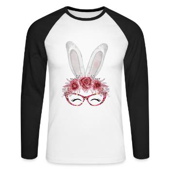 Cute Bunny Girl - Unisex Baseballshirt langarm - Weiß/Schwarz - Vorne - Nik (191cm)