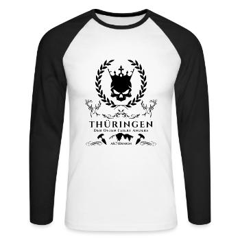 Thüringen-Der Osten feiert anders ! - Unisex Baseballshirt langarm - Weiß/Schwarz - Vorne - Nik (191cm)