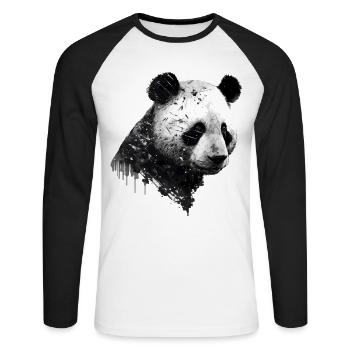 Panda Kunst Geschenk Tier Pandabär Zeichnung Motiv - Unisex Baseballshirt langarm - Weiß/Schwarz - Vorne - Nik (191cm)