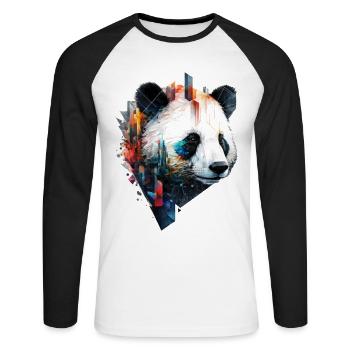 Panda Colorful Architecture Head Gift Animal Panda Bear - Unisex Long Sleeve Baseball T-Shirt - white/black - Front - Nik (191cm)
